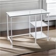 Pemberly Row Contemporary Glass Top Metal Student Desk in White