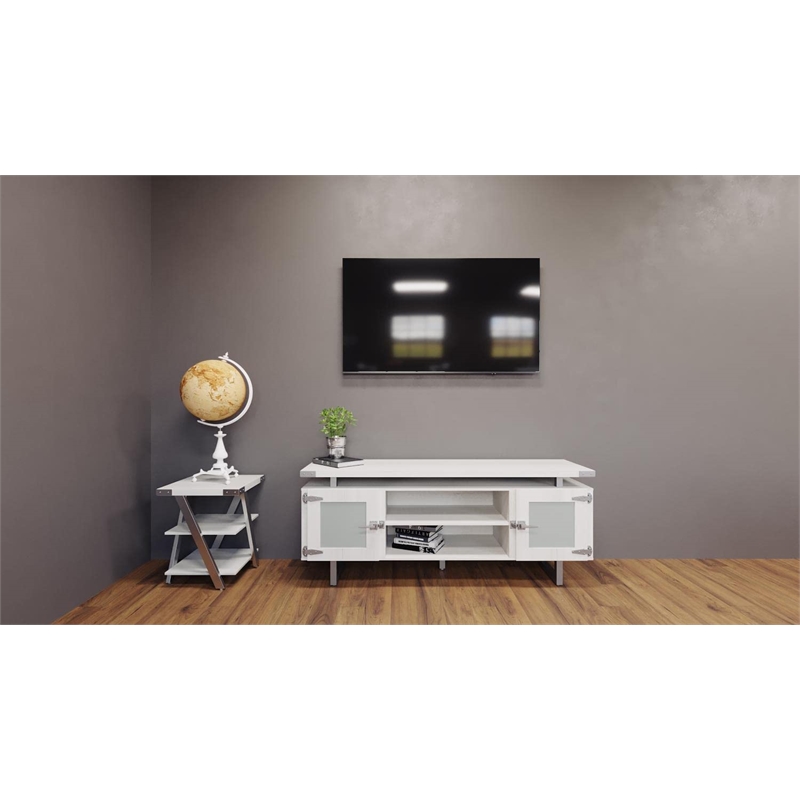 Pemberly Row Modern / Contemporary 3 Shelf Bookshelf in White Ash