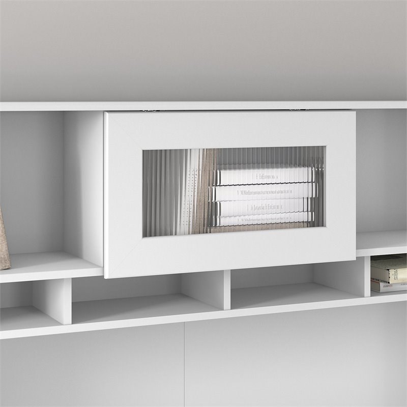 Pemberly Row Contemporary 60W L Shaped Computer Desk with Hutch in White