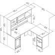 Pemberly Row Contemporary 60W L Shaped Computer Desk with Hutch in White