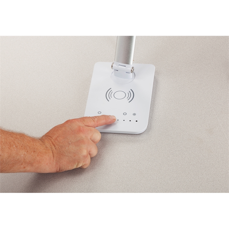 Pemberly Row Pivoting LED Lamp- Wireless Charging Pad & USB Port - Silver