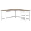 Pemberly Row Modern L Shaped Computer Desk in Shiplap Gray / White