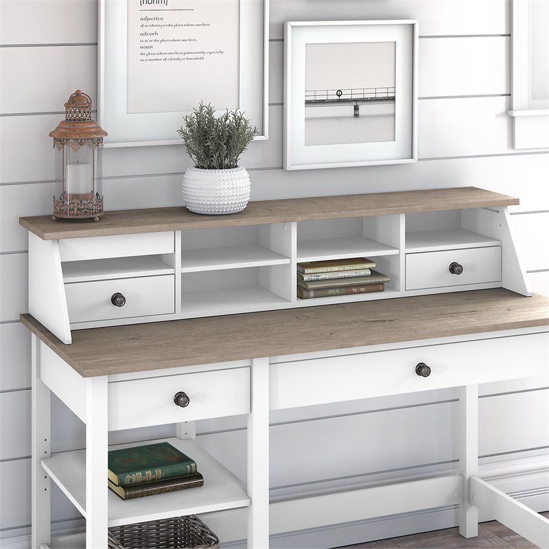Pemberly Row Desktop Organizer in Shiplap Gray / White - Engineered Wood