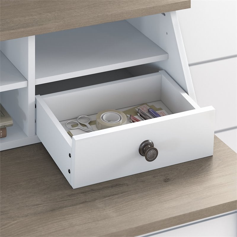 Pemberly Row Desktop Organizer in Shiplap Gray / White - Engineered Wood