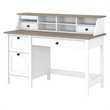 Pemberly Row 54W Desk w/ Drawers and Organizer in Shiplap Gray/White - Eng Wood