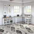Pemberly Row 60W L Shaped Desk with Organizer and 6 Cube Bookcase