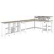 Pemberly Row 60W L Shaped Desk with Organizer and 6 Cube Bookcase
