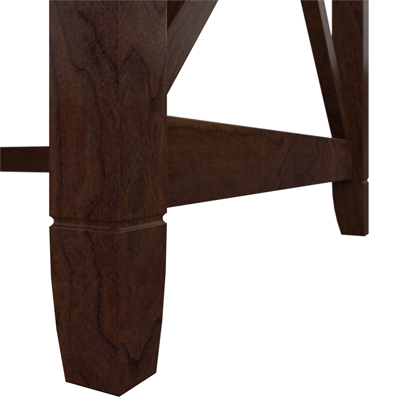 Pemberly Row L Shaped Contemporary Engineered Wood Desk in Cherry