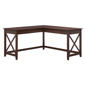 Pemberly Row L Shaped Contemporary Engineered Wood Desk in Cherry
