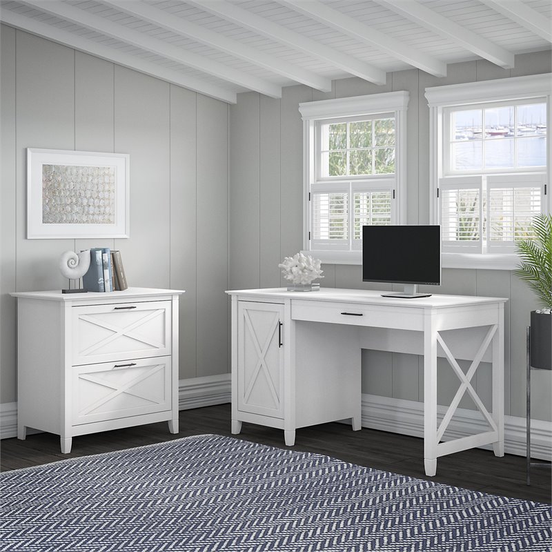 Pemberly Row 54W Computer Desk with Storage and Lateral File Cabinet