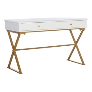 Pemberly Row Modern / Contemporary Two Drawer Metal Desk in White