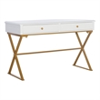Pemberly Row Modern / Contemporary Two Drawer Metal Desk in White