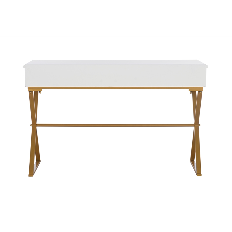 Pemberly Row Modern / Contemporary Two Drawer Metal Desk in White