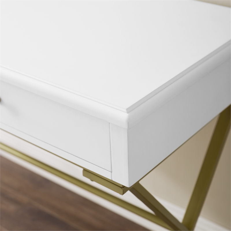 Pemberly Row Modern / Contemporary Two Drawer Metal Desk in White