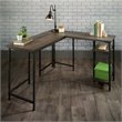 Pemberly Row Mid-Century Wood and Metal L-Shape Desk in Smoked Oak
