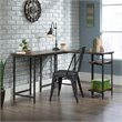 Pemberly Row Mid-Century Wood and Metal L-Shape Desk in Smoked Oak