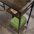 Pemberly Row Mid-Century Wood and Metal L-Shape Desk in Smoked Oak