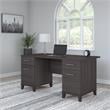 Pemberly Row Contemporary 60W Office Desk with Drawers in Storm Gray