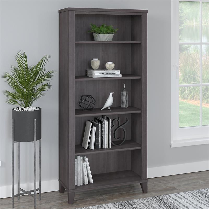 Pemberly Row 5 Shelf Bookcase in Storm Gray - Engineered Wood