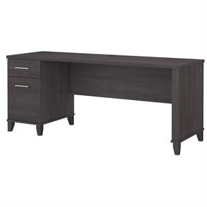 Pemberly Row Contemporary 72W Office Desk with Drawers in Storm Gray