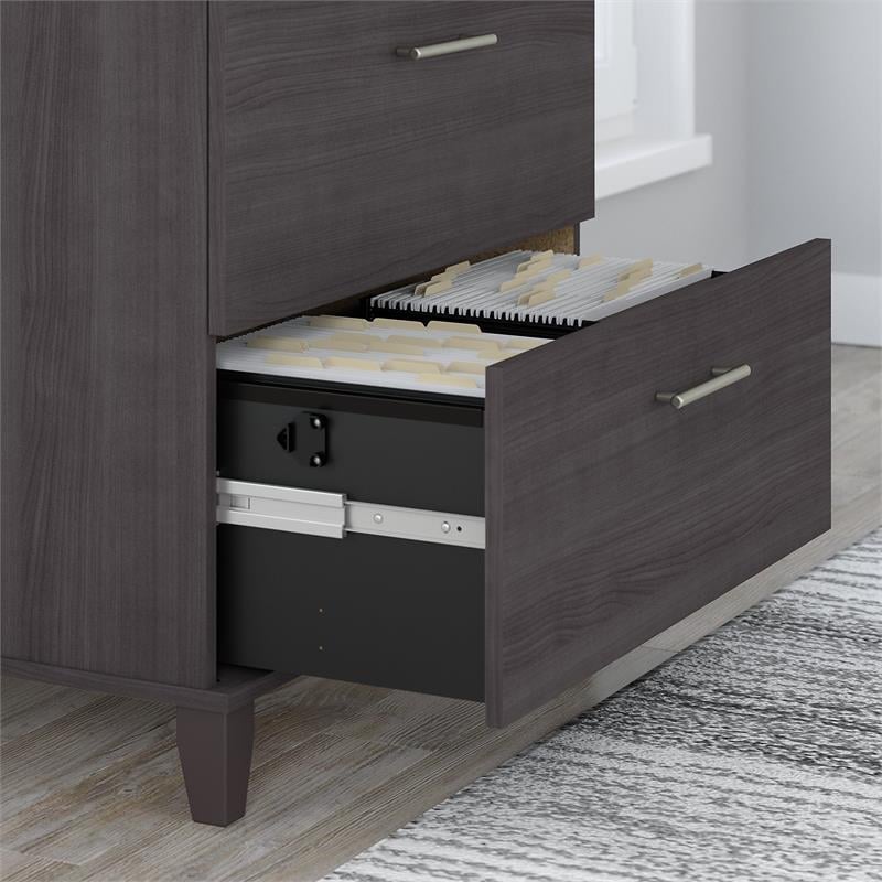 Pemberly Row Contemporary 2 Drawer Lateral File Cabinet in Storm Gray