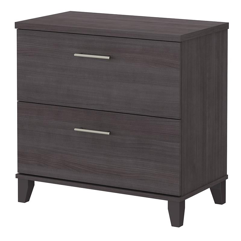 Pemberly Row Contemporary 2 Drawer Lateral File Cabinet in Storm Gray