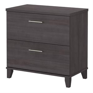 Pemberly Row Contemporary 2 Drawer Lateral File Cabinet in Storm Gray