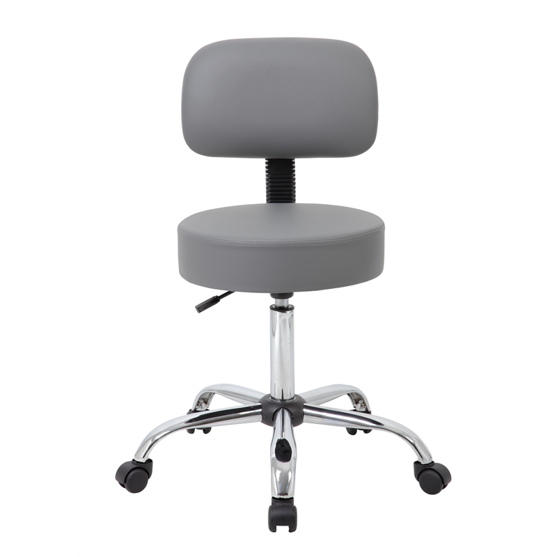 Pemberly Row Contemporary Medical Lab Rolling Stool with Back
