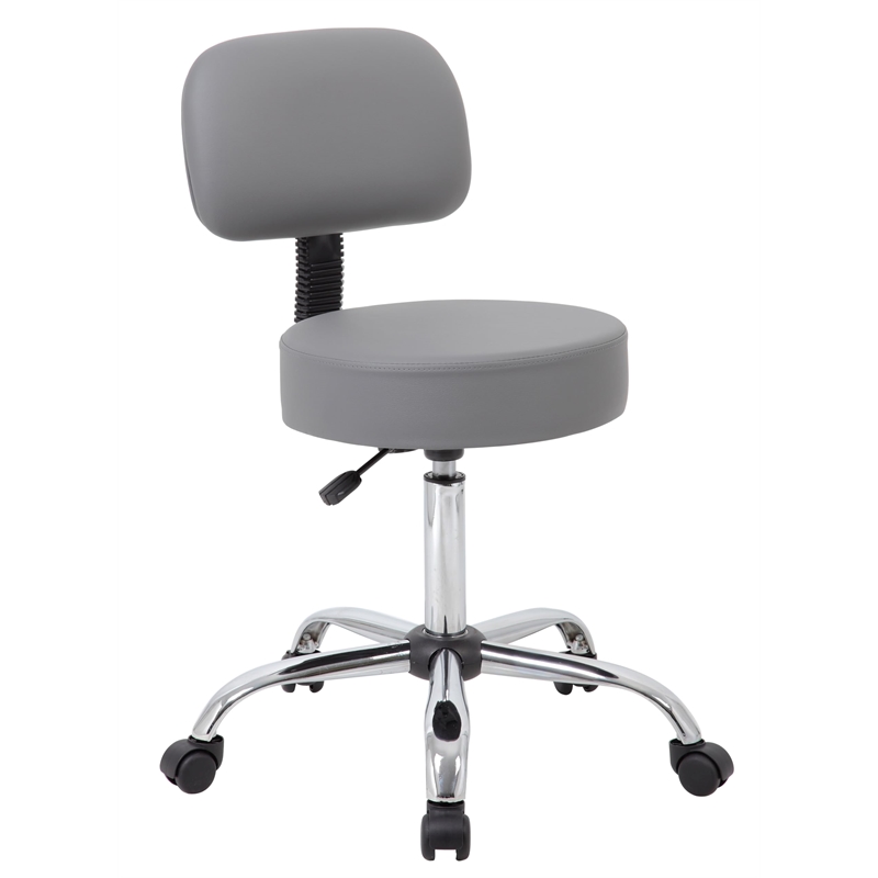 Pemberly Row Contemporary Medical Lab Rolling Stool with Back