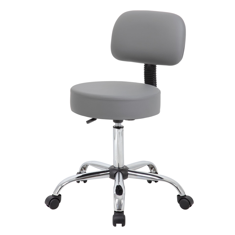 Pemberly Row Contemporary Medical Lab Rolling Stool with Back