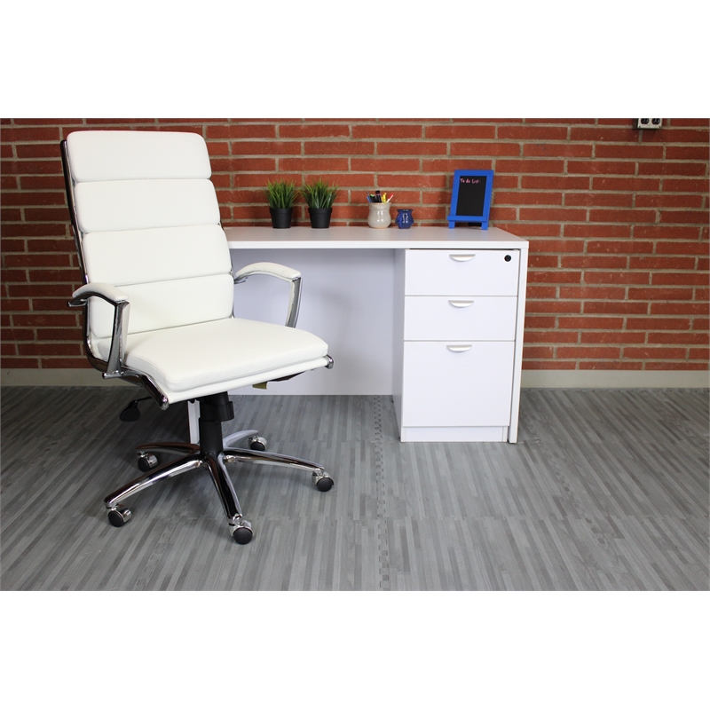 Pemberly Row Contemporary Executive Chair with Metal Chrome Finish