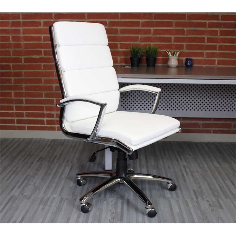 Pemberly Row Contemporary Executive Chair with Metal Chrome Finish