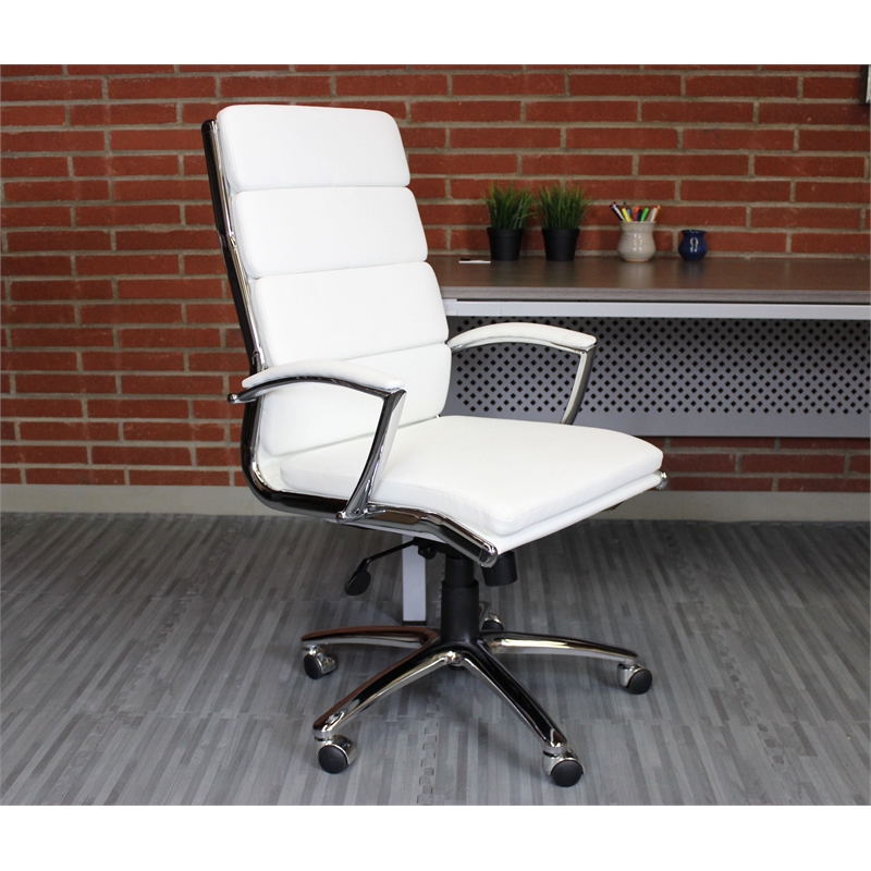 Pemberly Row Contemporary Executive Chair with Metal Chrome Finish