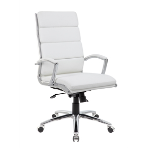 Pemberly Row Contemporary Executive Chair with Metal Chrome Finish