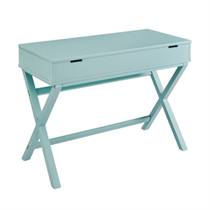 Pemberly Row Contemporary Lift Top Stand Up Wood Desk in Turquoise Blue