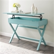 Pemberly Row Contemporary Lift Top Stand Up Wood Desk in Turquoise Blue