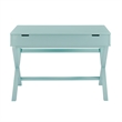 Pemberly Row Contemporary Lift Top Stand Up Wood Desk in Turquoise Blue