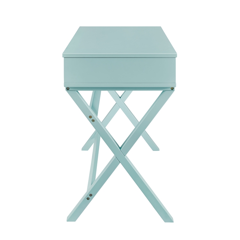 Pemberly Row Contemporary Lift Top Stand Up Wood Desk in Turquoise Blue