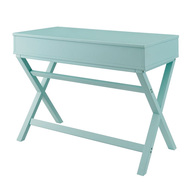 Pemberly Row Contemporary Lift Top Stand Up Wood Desk in Turquoise Blue