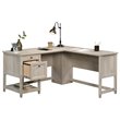 Pemberly Row Engineered Wood L-Shaped Desk in Chalked Chestnut