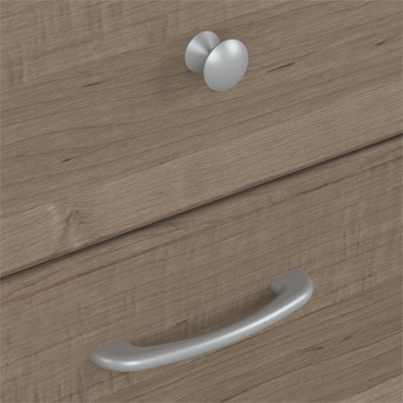 Pemberly Row 60W L Shaped Computer Desk with Hutch in Ash Gray - Engineered Wood