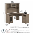 Pemberly Row 60W L Shaped Computer Desk with Hutch in Ash Gray - Engineered Wood