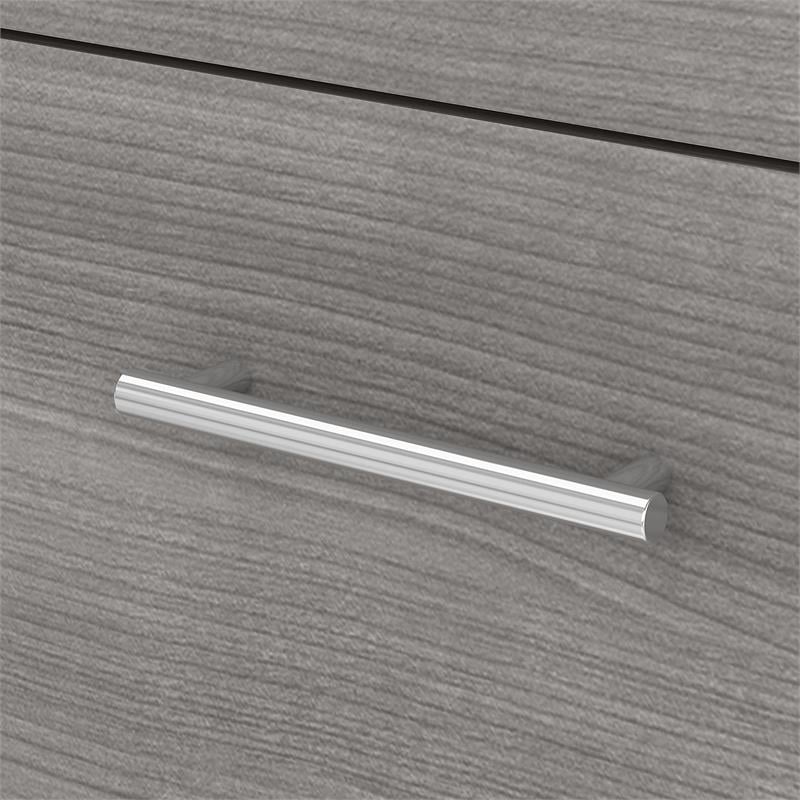 Pemberly Row 72W L Shaped Desk with Hutch in Platinum Gray - Engineered Wood