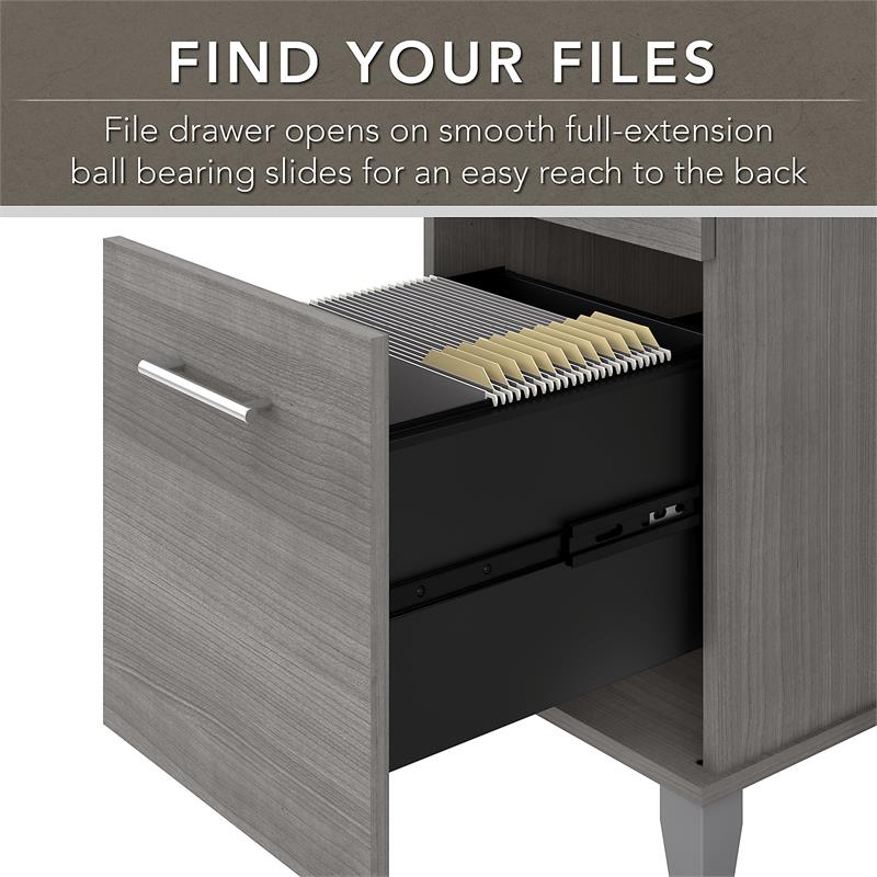 Pemberly Row 72W Sit to St& L Desk with Hutch in Platinum Gray - Engineered Wood
