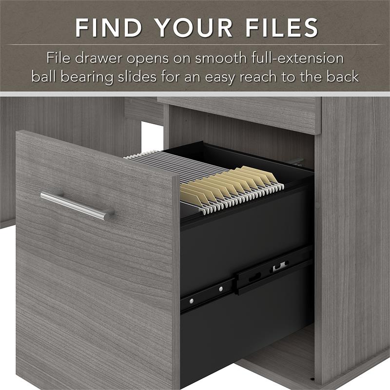 Pemberly Row 60W Office Desk with Drawers in Platinum Gray - Engineered Wood