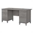 Pemberly Row 60W Office Desk with Drawers in Platinum Gray - Engineered Wood