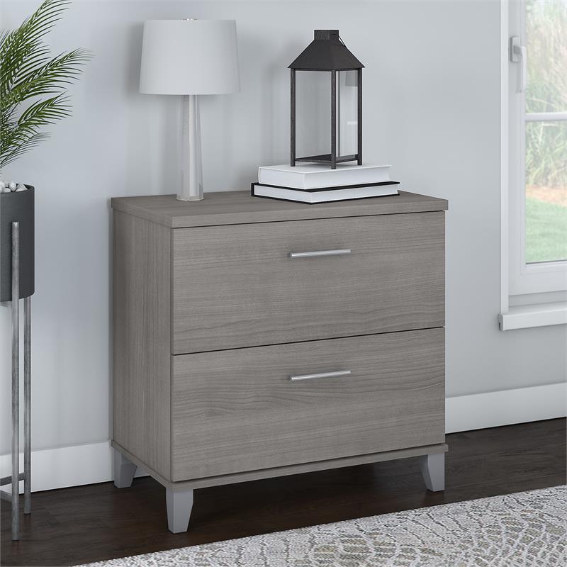 Pemberly Row 2 Drawer Lateral File Cabinet in Platinum Gray - Engineered Wood