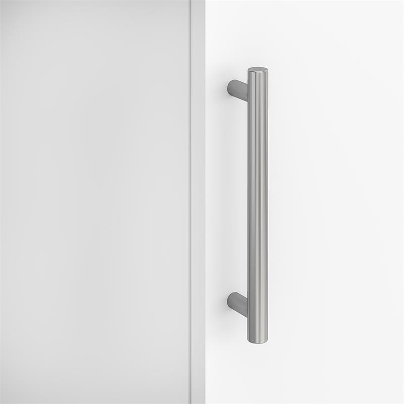 Pemberly Row 60W L Shaped Desk with Storage in White - Engineered Wood