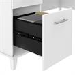 Pemberly Row 60W L Shaped Desk with Storage in White - Engineered Wood