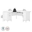 Pemberly Row 60W L Shaped Desk with Storage in White - Engineered Wood